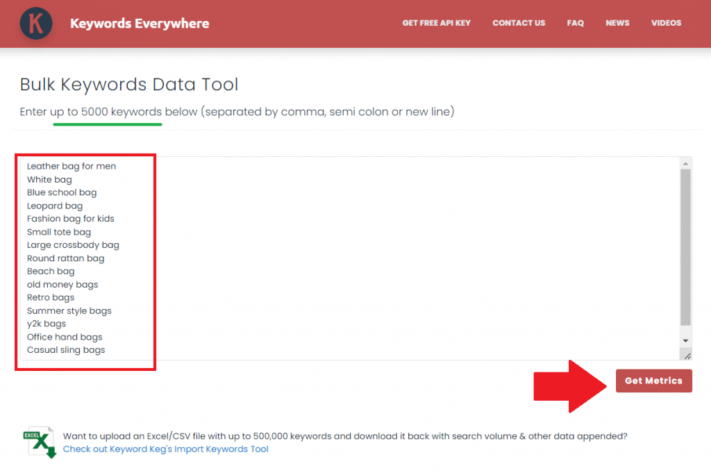 Bulk Keywords Data Tool for Search Volume