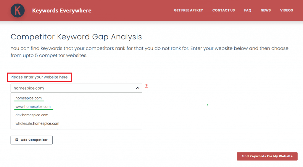 competitor gap analysis with keywords everywhere