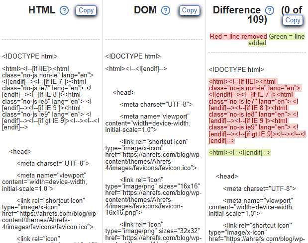 DOM vs HTML differences