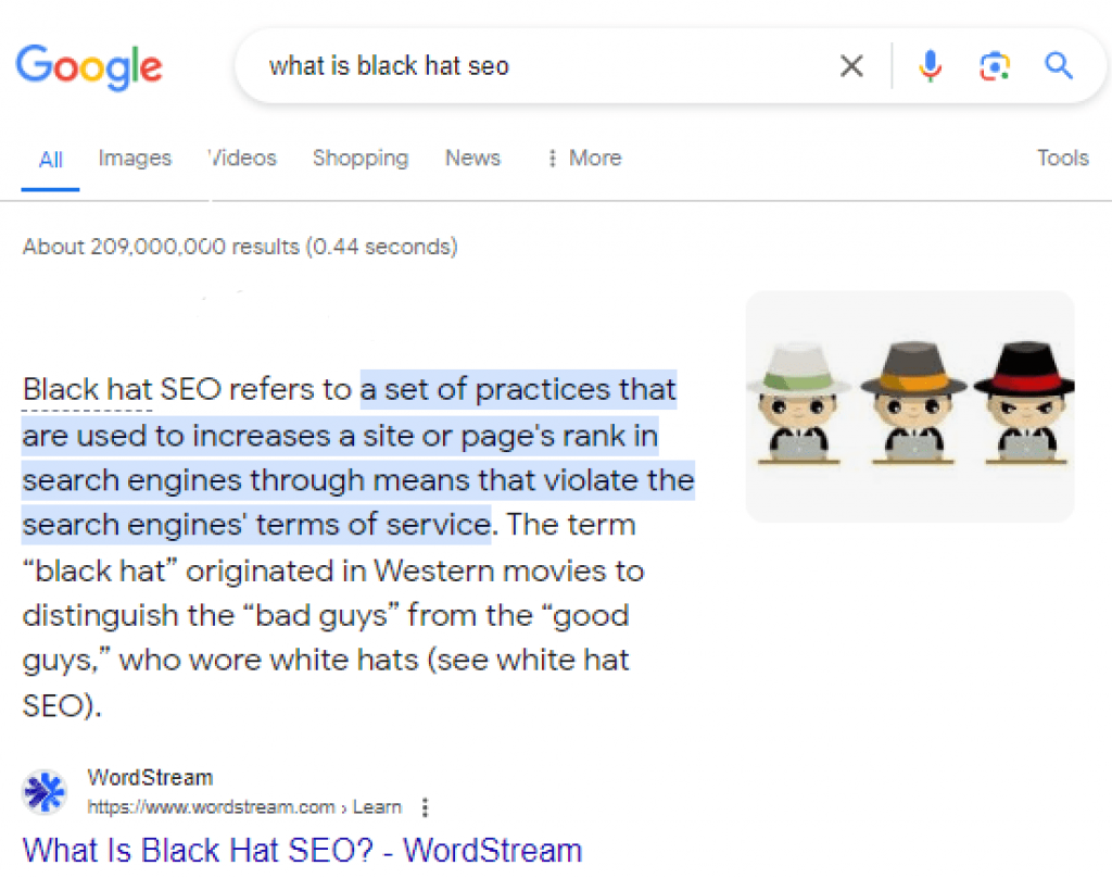 Example of featured snippet