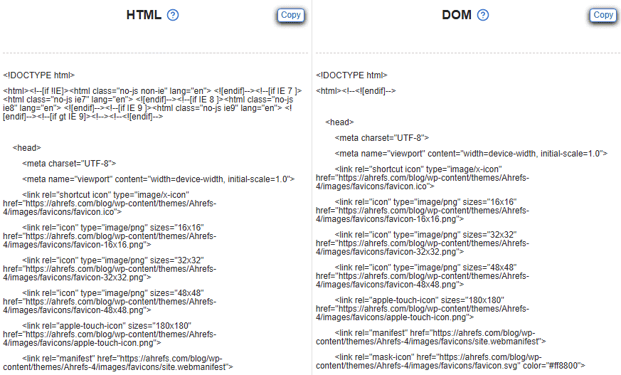 HTML and DOM for the web page 