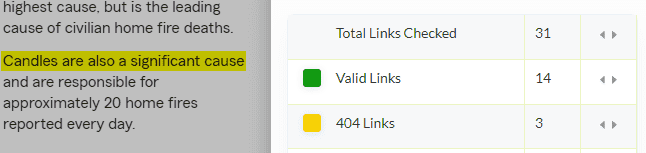 Highlighted 404 links