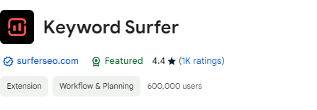 Keyword Surfer extension 