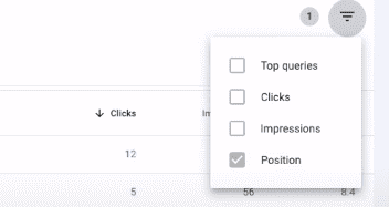 Arranging results in Google Search Console 