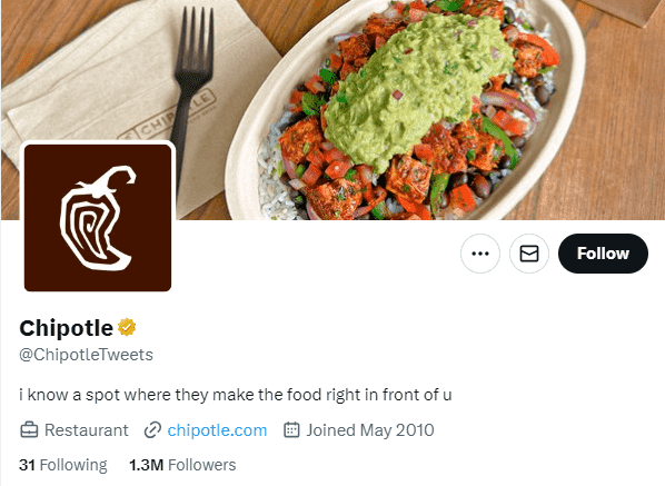 Chipotle’s X page 