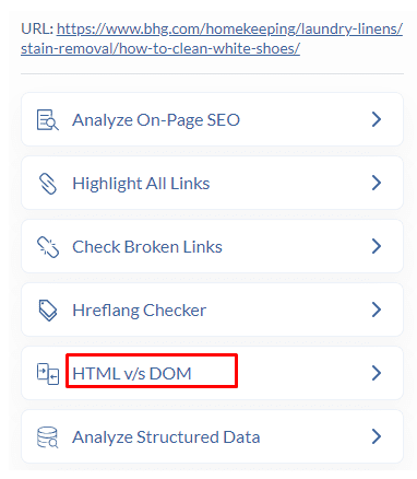 HTML v/s DOM in SEO Minion 