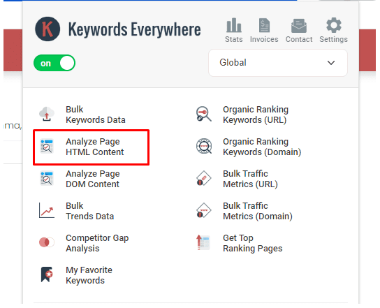 Keywords Everywhere Analyze Page 