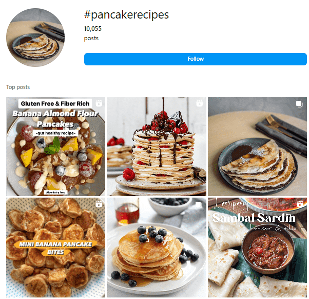 Pancake recipes on Instagram 