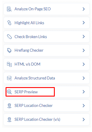 SERP Preview feature