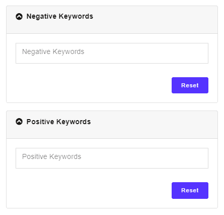 Negative and positive keyword resetting 