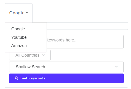 Search keywords for Amazon and Google 