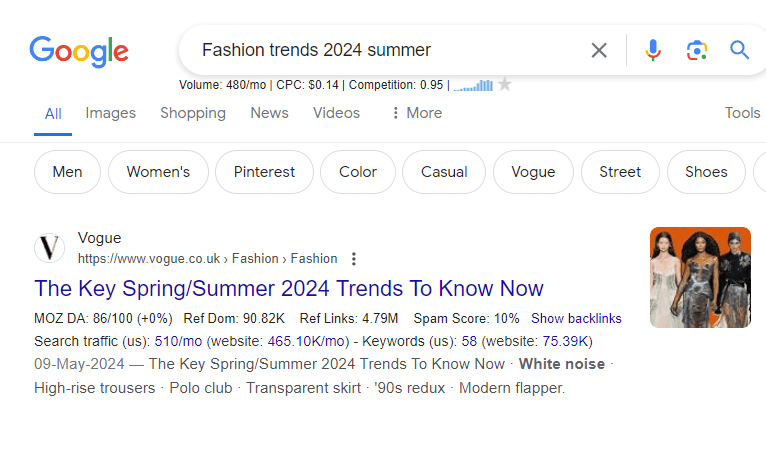 Top result for ‘’fashion trends 2024 summer’’