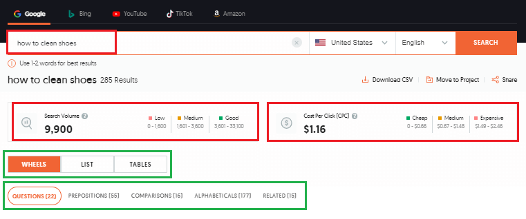 answer the public for keyword research