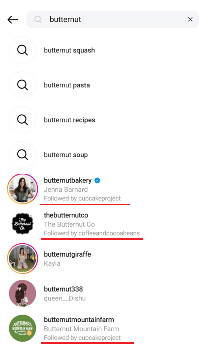 Mutual connections on Instagram