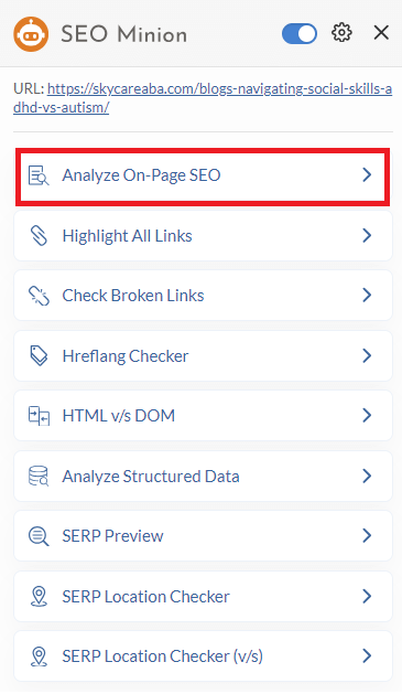 SEO Minion- Analyze Onpage SEO