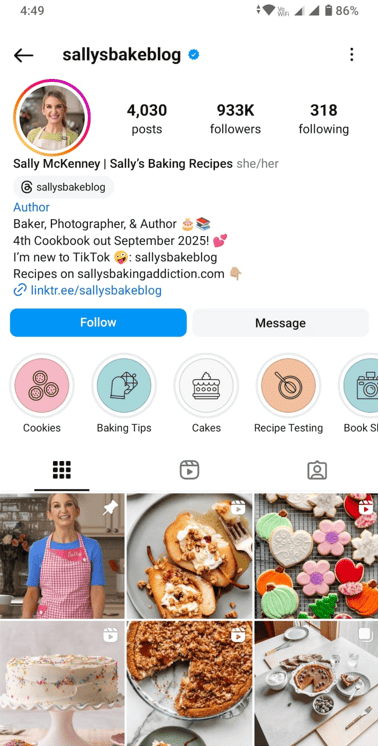 SEO optimized Instagram account example