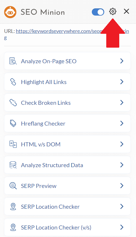 seo minion settings