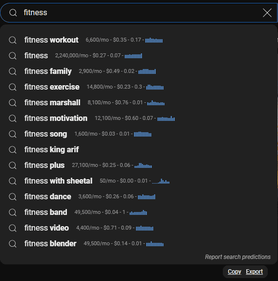 Keywords Everywhere data for YouTube keywords