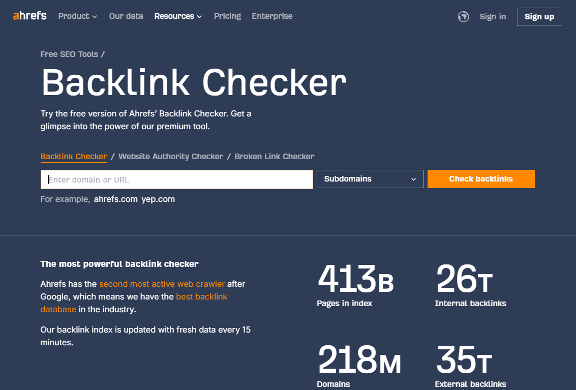 Ahrefs backlink checker