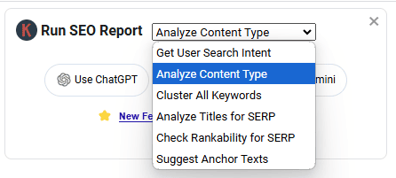 Analyze content type using Keywords Everywhere