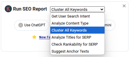 Cluster all keywords SEO Report