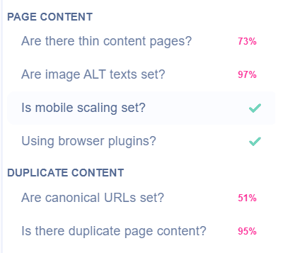 Page content analysis with SEO Checker