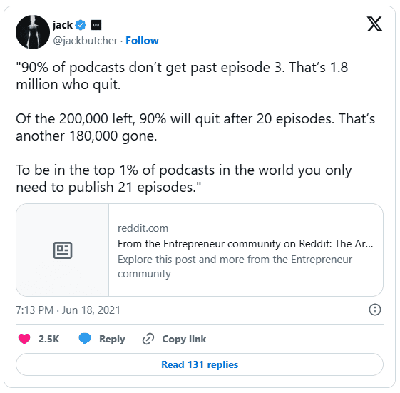 Majority of podcasts don't get past episode 3