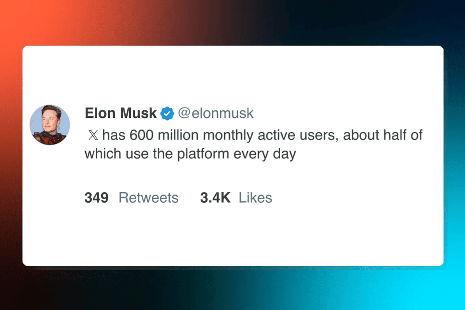 Elon Musk tweet on X user base