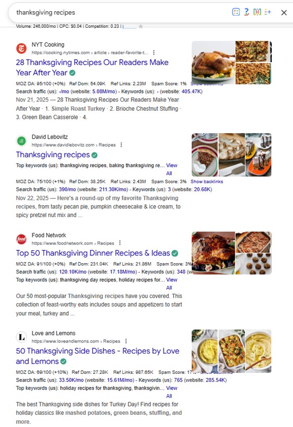 Keyword research via Google