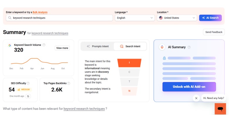 Ubersuggest AI Overview