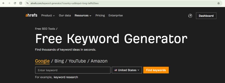 Ahrefs Free Keyword Generator