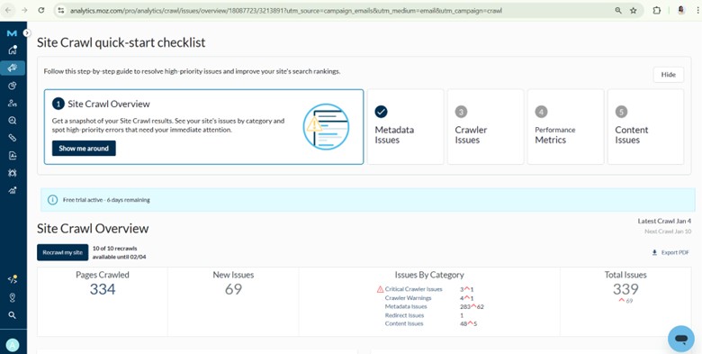 Moz Site Crawler