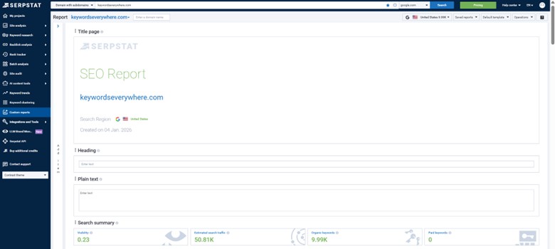 Serpstat White Label Reporting
