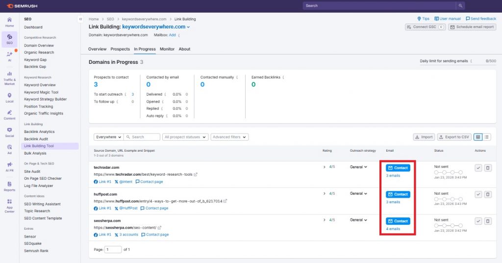 Semrush Link Prospecting