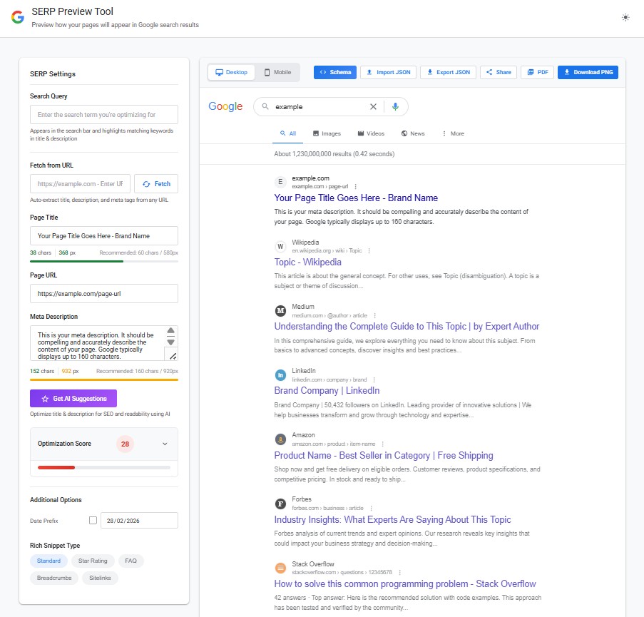 Serp Preview Tool powered by Keywords Everywhere