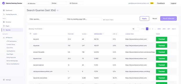 Website Rank Tracker