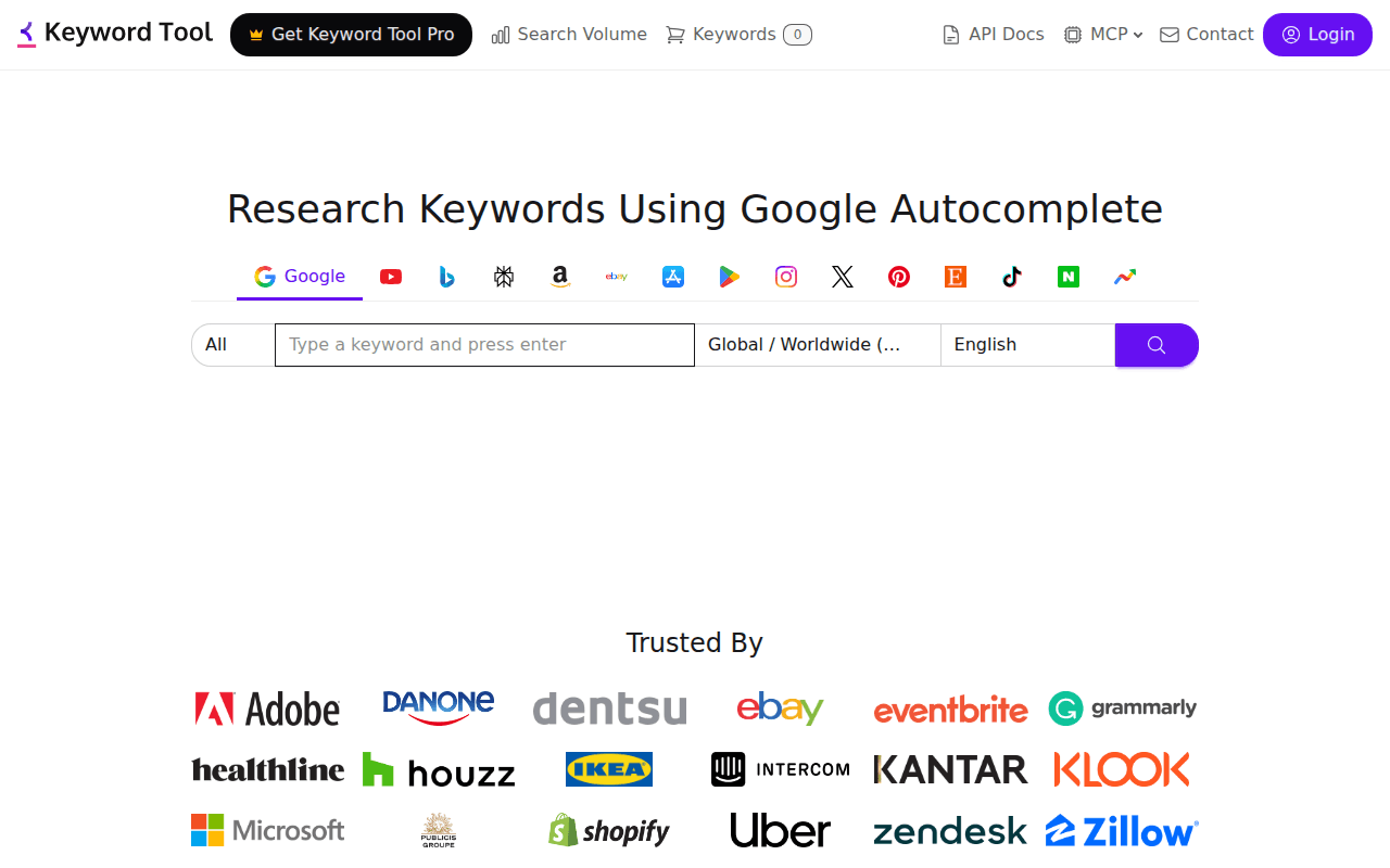 KeywordTool.io Website