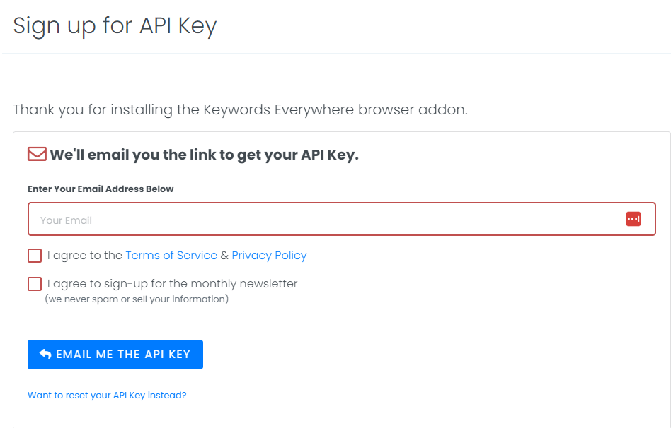 Keywords Everywhere API Key