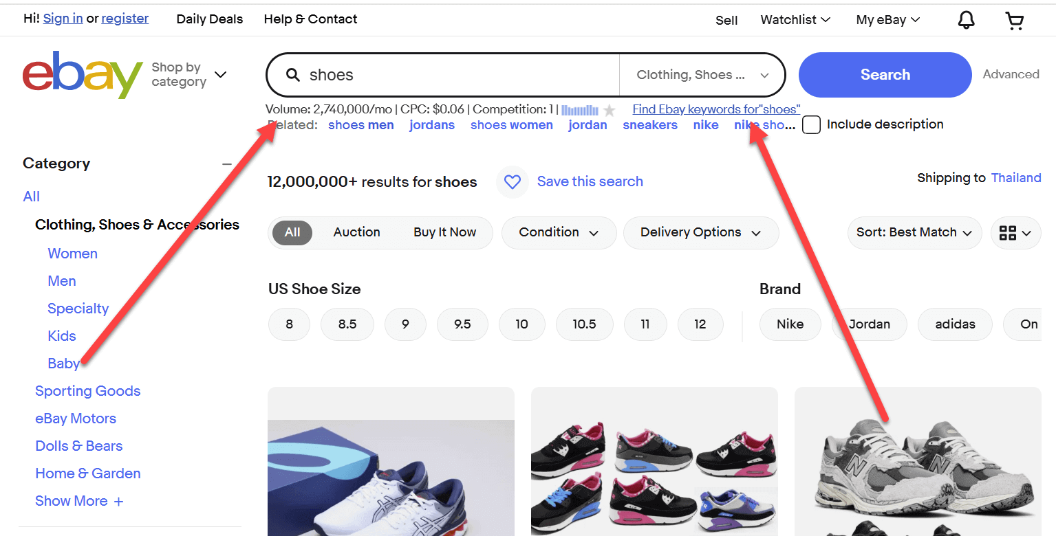 eBay Search Volume Tool - Keyword volume, CPC & competition data on eBay