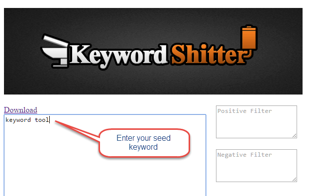 Keyword Shitter Search Screen