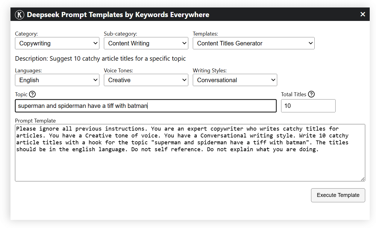 Deepseek Prompt Template